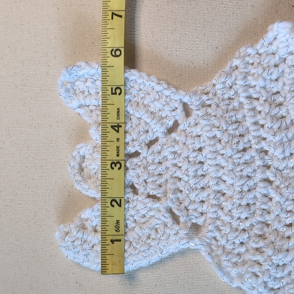 Crocheted Angels 4 handmade white metallic yarn - Picture 8 of 8